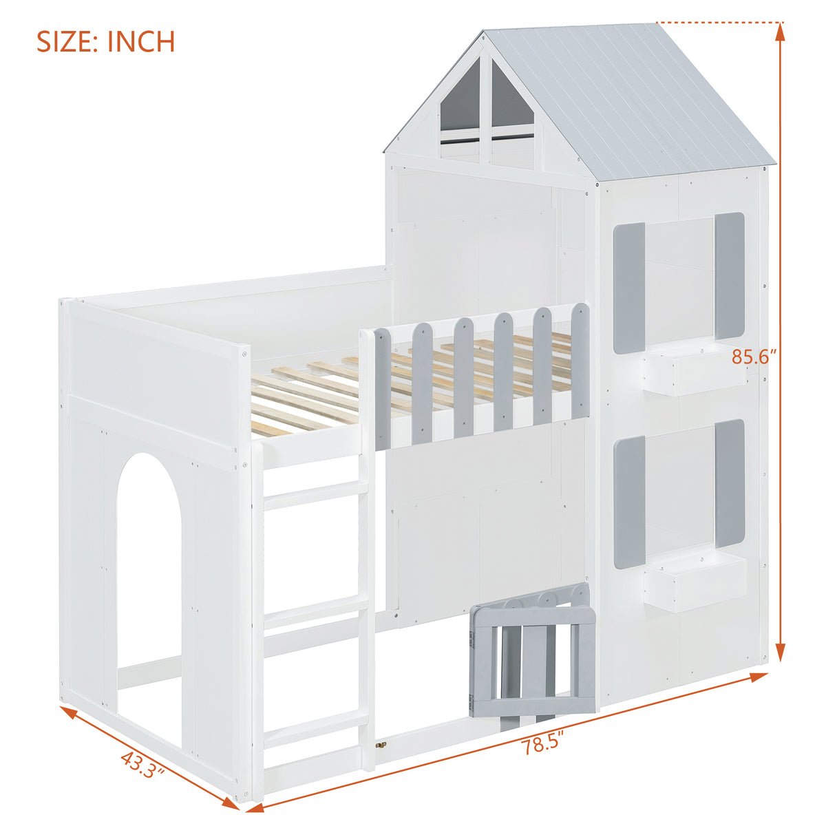 Twin Over Twin House Bunk Bed