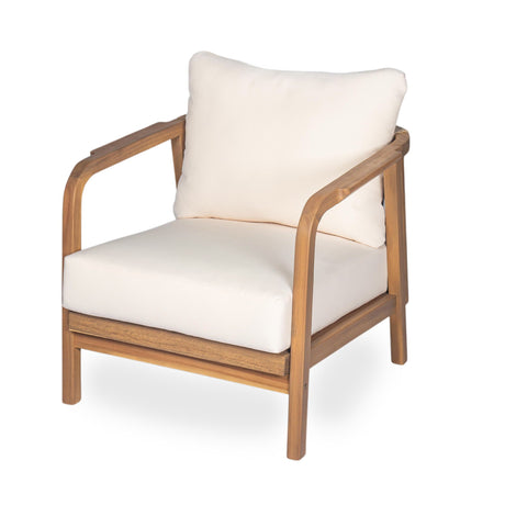 Outdoor Lounge Chair With Woven Backrest, Solid Wood Frame, Comfortable Cushions - Best Buy Furniture