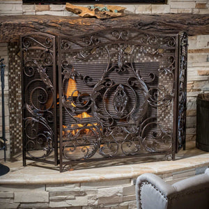 Mariella - Traditional Floral Iron Fireplace Screen With Ornate Design - Best Buy Furniture