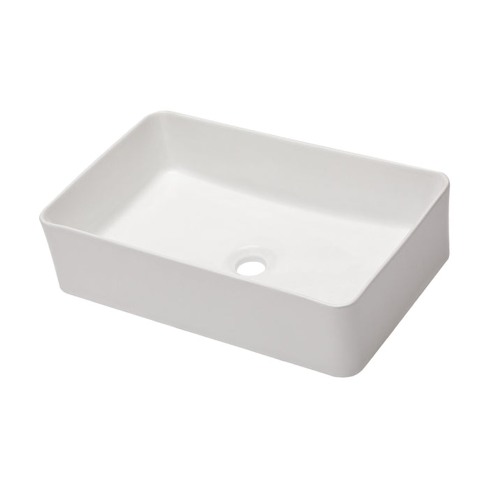 Modern European Design Ceramic Rectangular Vessel Bathroom Sink with Premium Ceramic - White