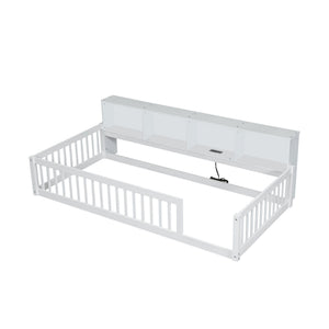 Floor Bed With Storage Cabinets And USB Ports