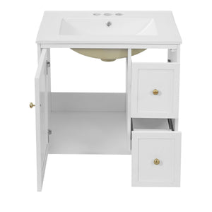 Wall-Mounted Bathroom Vanity Set With Sink, 2 Drawers And Soft-Close Door