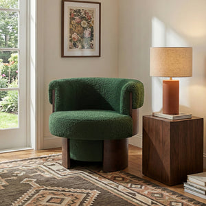 Modern 32" Wide Curved Sculptural Swivel Barrel Chair