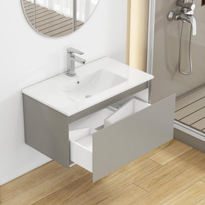 32-Inch Wall-Mounted Bathroom Vanity with Soft-Close Drawer