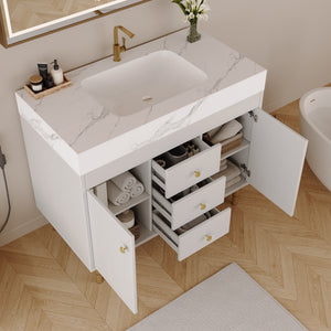 36 in Modern Free-standing Bathroom Vanity with Ceramic Sink & Ample Storage
