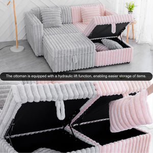 106.3" Soft U-Shaped 6-Person Sofa with Matching Ottoman