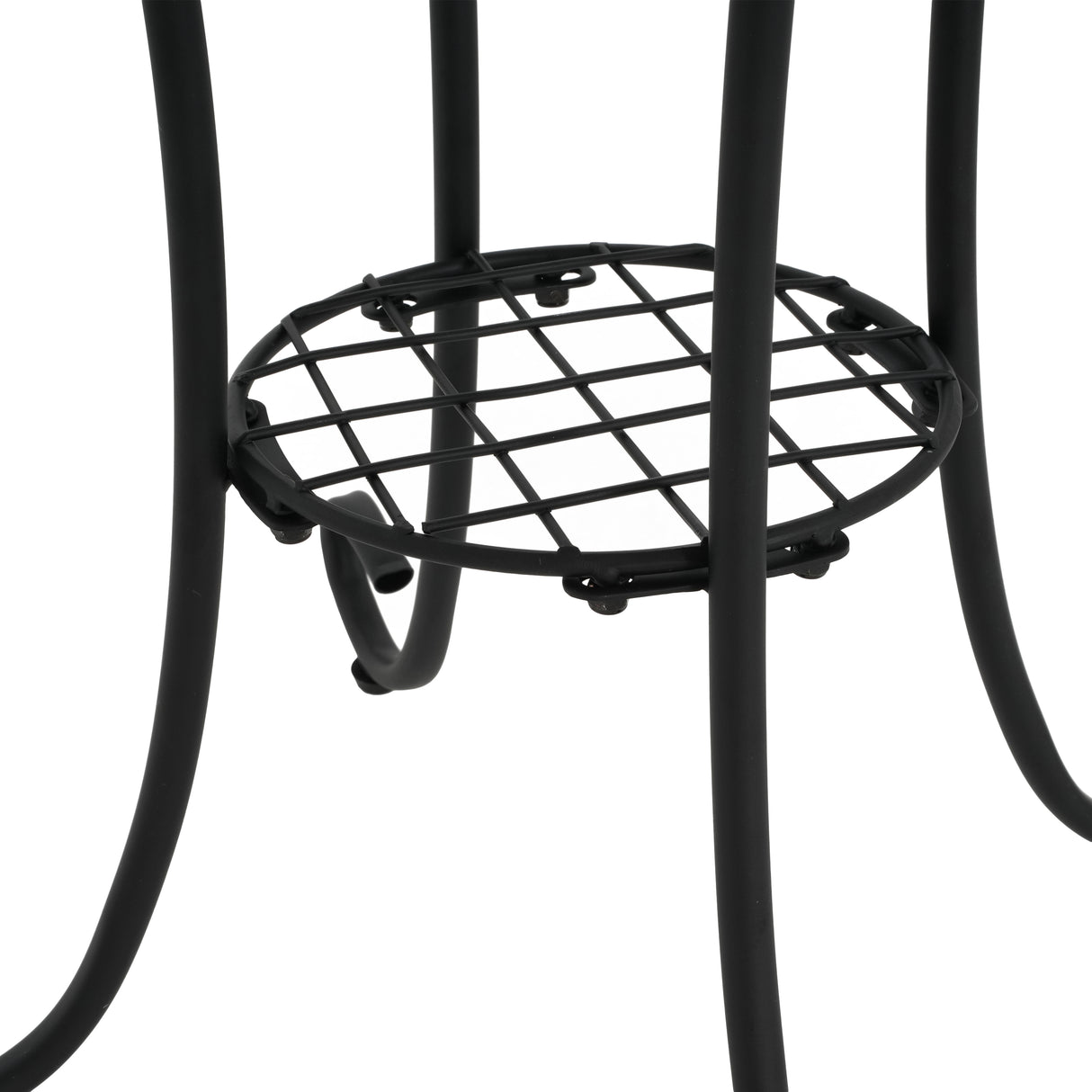 Patio Side Table with Shelf, Brown and Black