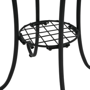 Patio Side Table with Shelf, Brown and Black