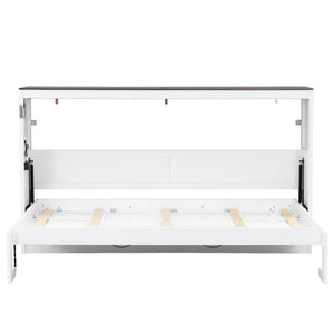 Murphy Bed With LED Light, Foldable Wall Bed Cabinet