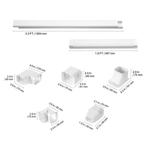 Mini Split Line Set Cover 3 Inch W x 15.8 Ft L PVC Decorative Pipe Line Cover