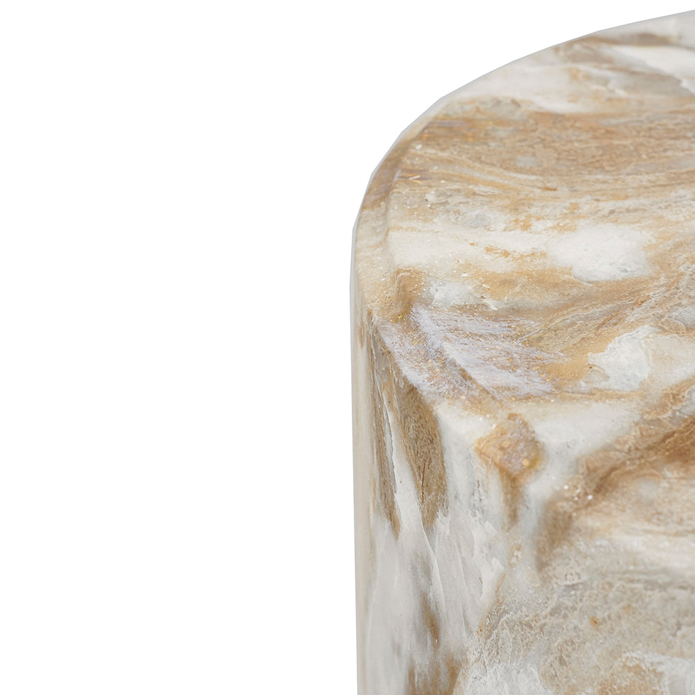 Marble-Look Stool - 18.5-Inch Accent Table