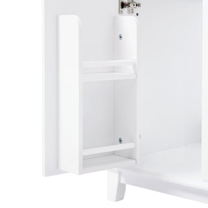 Bathroom Vanity Cabinet Only, 3 Drawers & 4 Doors With Double Layer Shelves - White