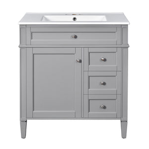 Bathroom Vanity With Top Sink, 2 Drawers & Tip Out Drawer