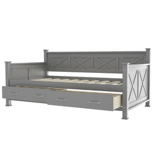 Modern Daybed With 2 Large Drawers, X Shaped Frame