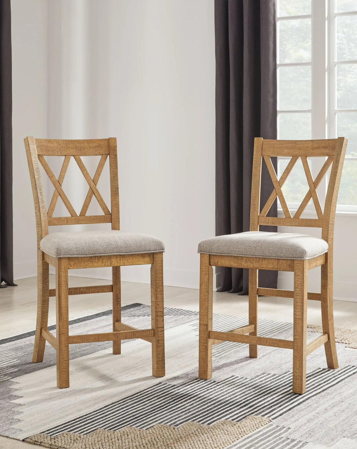 Havonplane - Upholstered Barstool (Set of 2) - Brown - Best Buy Furniture