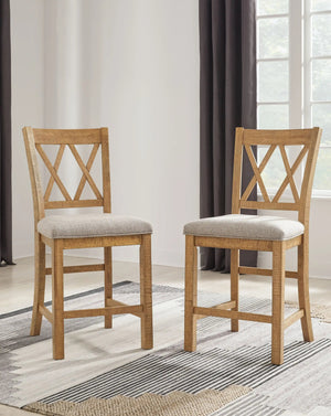 Havonplane - Upholstered Barstool (Set of 2) - Brown - Best Buy Furniture