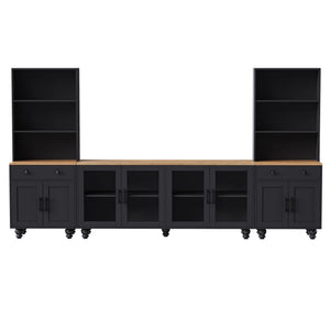 Farmhouse TV Stand With Solid Wood Gourd Shaped Legs For TVs Up To 70"