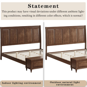 Sleigh Bed Frame With Tall Headboard And Storage Bench