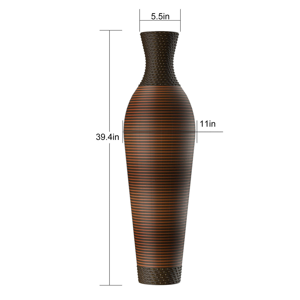 Tall Standing Designer Floor Vases With Elegant 2 Tone Finishes Ideal For Decorating Living Rooms, Bedrooms, Entryways Perfect For Decorating Your Home - Black / Gray