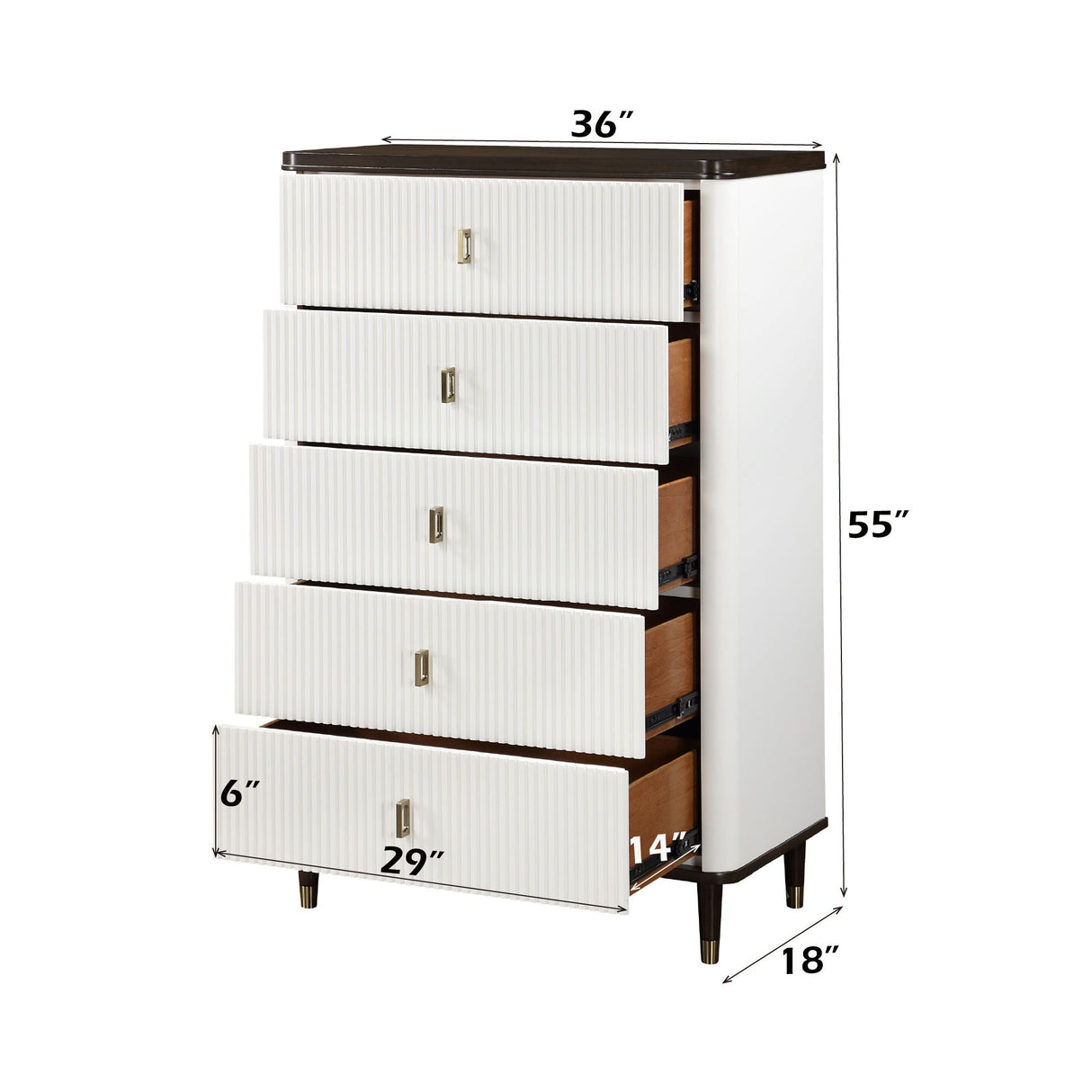 Carena - 5 Piece Bedroom Set (Eastern King Dresser Chest Mirror Nightstand) - Brown / Light Gray / White - Best Buy Furniture