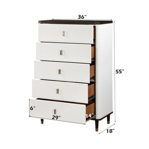 Carena - 5 Piece Bedroom Set (Eastern King Dresser Chest Mirror Nightstand) - Brown / Light Gray / White - Best Buy Furniture