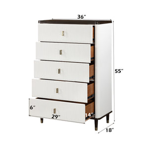 Carena - 5 Piece Bedroom Set (Eastern King Dresser Chest Mirror Nightstand) - Brown / Light Gray / White