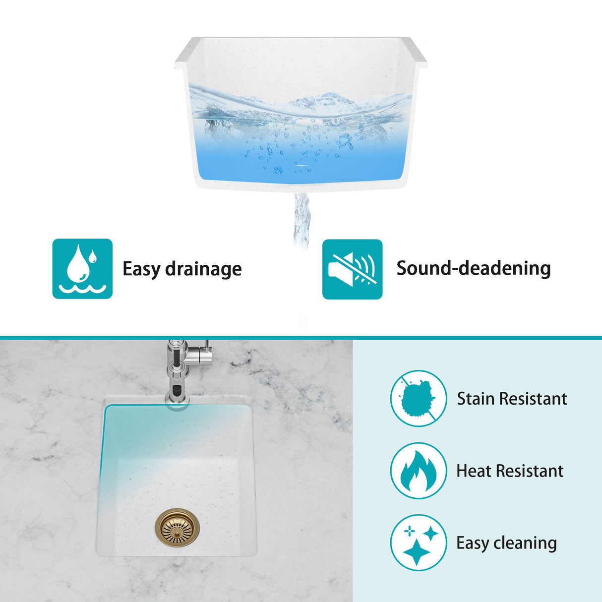 Quartz Composite Undermount Single Bowl Kitchen Sink