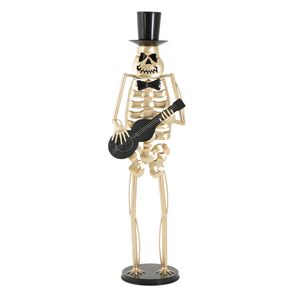 64.6 Inch Metal Skeleton Musician Statue