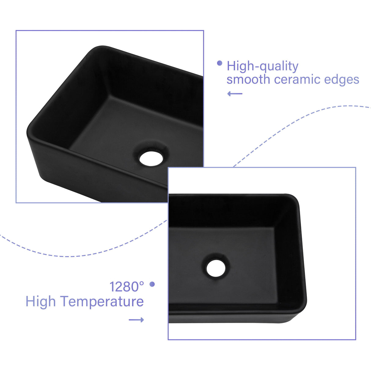 Sleek Ceramic Rectangular Vessel Bathroom Sink