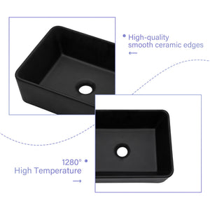 Sleek Ceramic Rectangular Vessel Bathroom Sink
