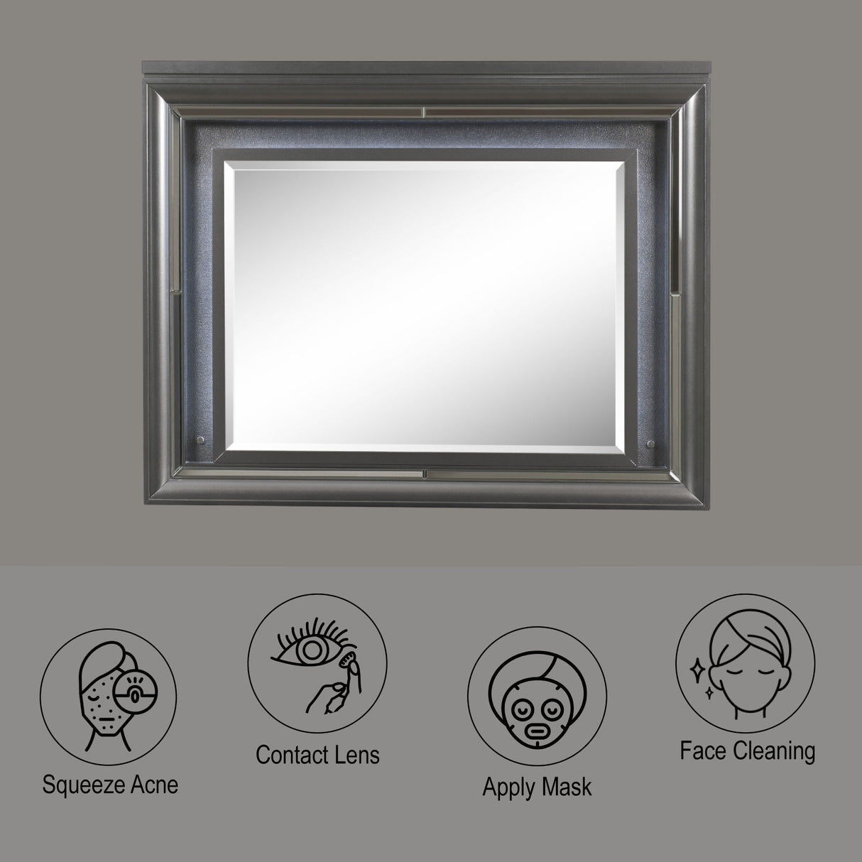 Sawyer - Metallic Mirror With LED - Gray - Best Buy Furniture