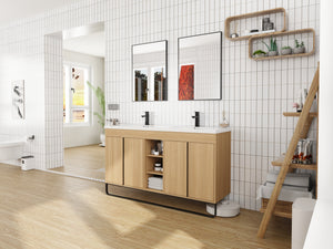 60" Freestanding Bathroom Vanity With Resin Double Sink