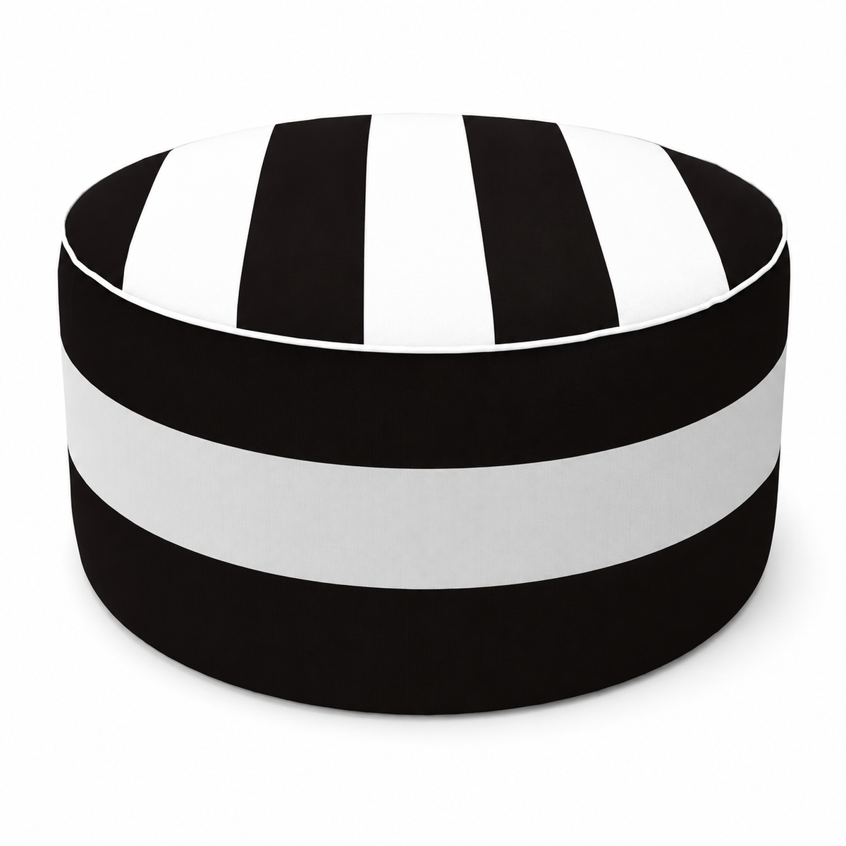 2 Pack Outdoor Inflatable Ottoman - Black/White Striped