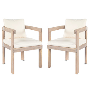 Acacia Wood Dining Chairs Set of 2, Armchairs with Cushions