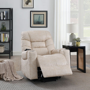 Nairi - Leather Aire Power Motion Recliner With Lift Heating Massage Function - Ivory - Best Buy Furniture