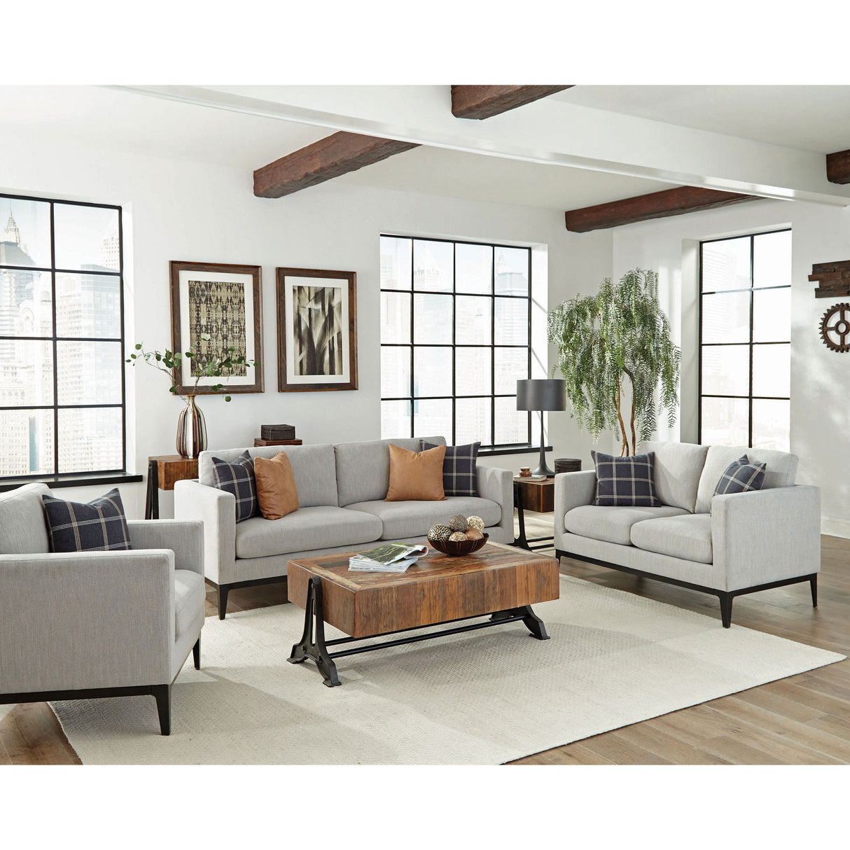 Saba - Cushion Back Loveseat With Pillow Top Arms - Light Gray