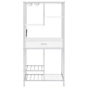 Draper - 5 Shelf LED Wine Cabinet With Pull Out Drawer - Gloss White