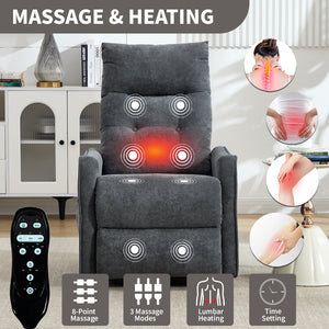 Grey Chenille Single Motor Power Lift Recliner Chair