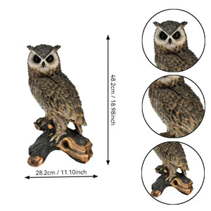 18.98" H x 11.10" L Simulated Owl Resin Garden Statue, Indoor & Outdoor Decorative Ornament, Lawn & Courtyard Art Craft Decoration