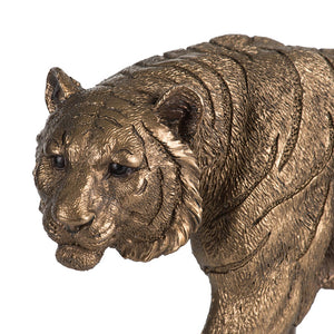 11.5" Tiger Statue Decor with Gleaming Coppery Finish