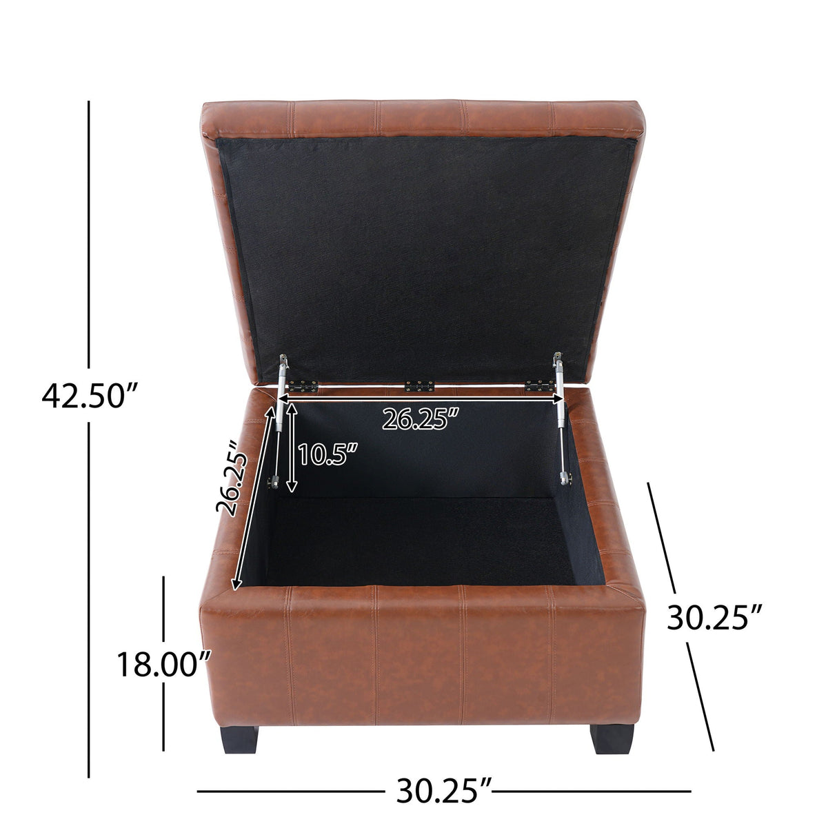 Square Tufted Indoor Ottoman With Lift-Top Storage
