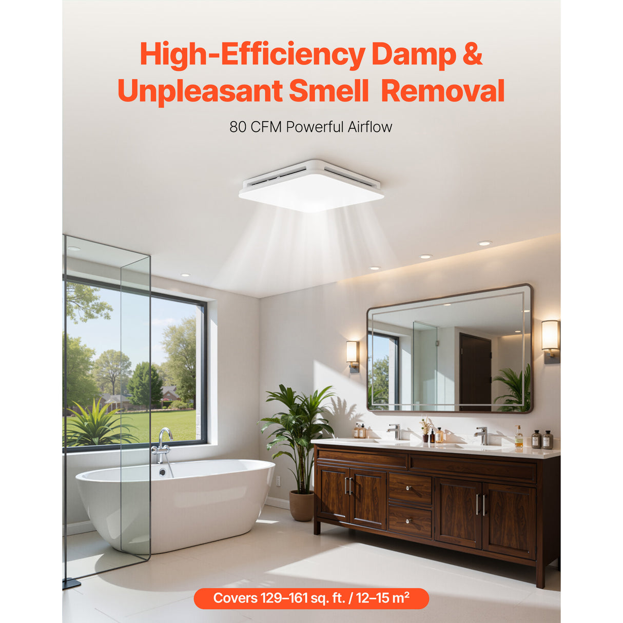 Bathroom Exhaust Fan with LED Light, 80 CFM, Low Noise