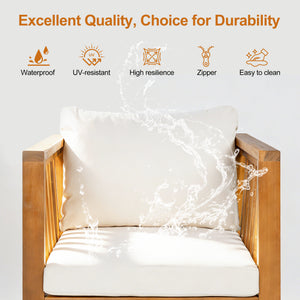 Outdoor Acacia Wood Club Chair with Modern Square Arms