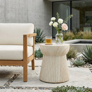 Outdoor Travertine Concrete Side Table