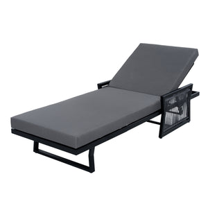 Black Iron Outdoor Chaise Lounge with Mixed Rope