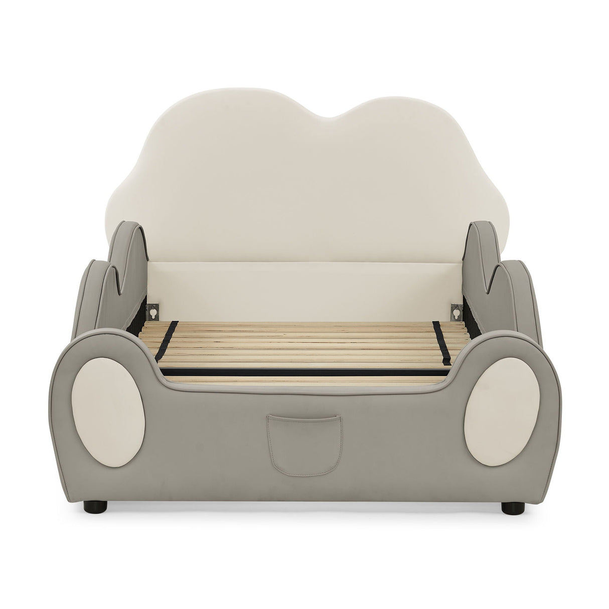 Cute Cloud Shape Bed With Guardrails Cartoon Design, Storage Pocket