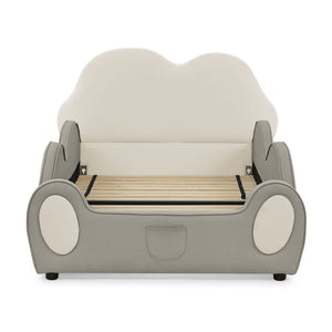 Cute Cloud Shape Bed With Guardrails Cartoon Design, Storage Pocket