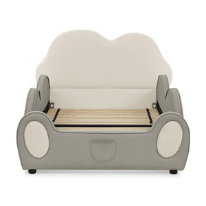 Cute Cloud Shape Bed With Guardrails Cartoon Design, Storage Pocket
