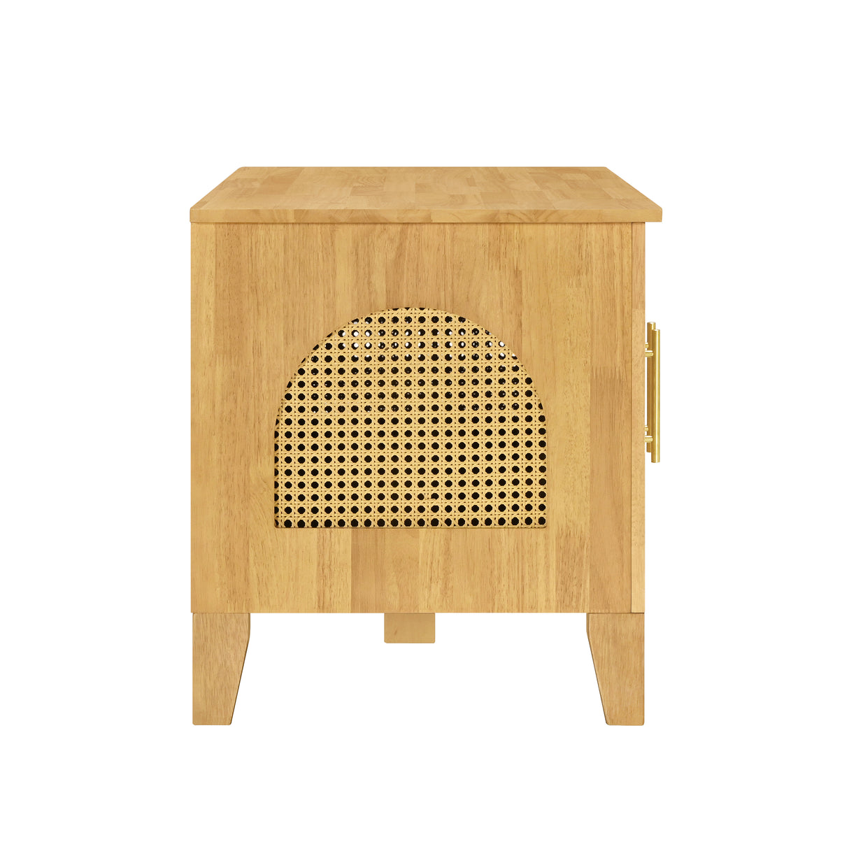 Lars Indoor Rattan Decorated Rubber Wood Dog Crate Cabinet