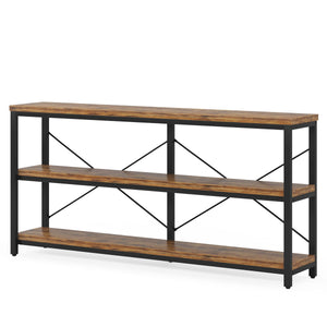 Console Table With 3-Tier Storage Shelves Finish, Slim Narrow Design